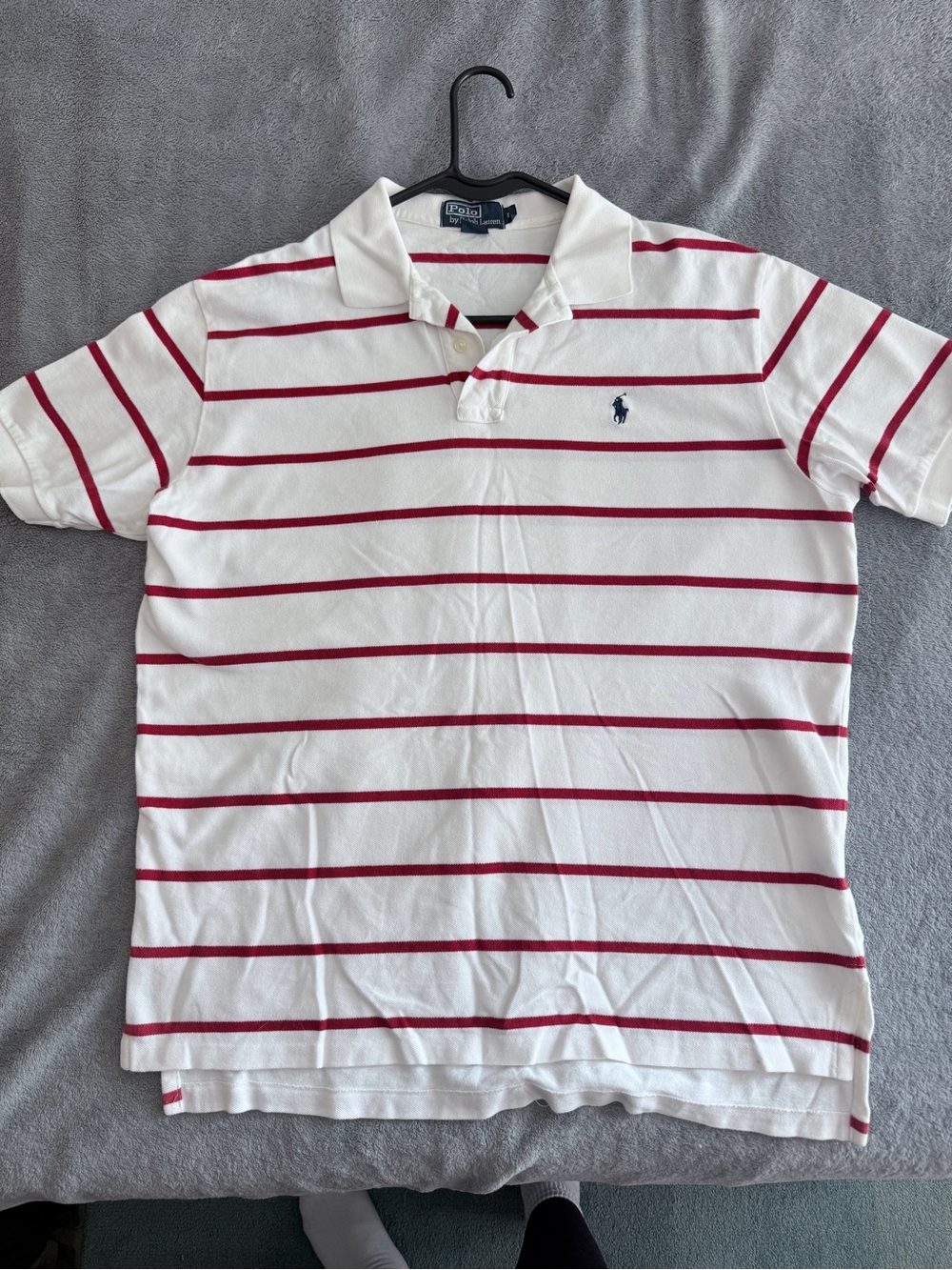 Vintage Ralph Lauren White Polo with Red Stripes